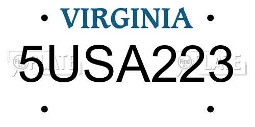 5USA223 Virginia License Plate