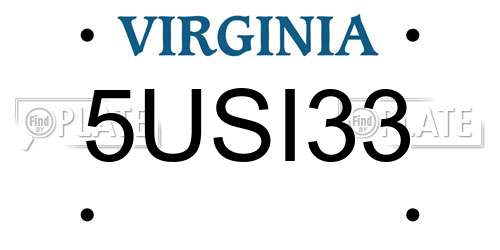5USI33 Virginia License Plate