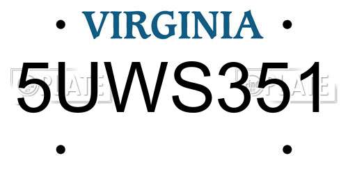 5UWS351 Virginia License Plate