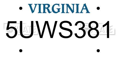 5UWS381 Virginia License Plate