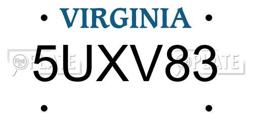 5UXV83 Virginia License Plate
