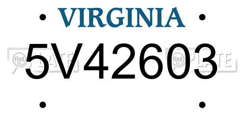 5V42603 Virginia License Plate