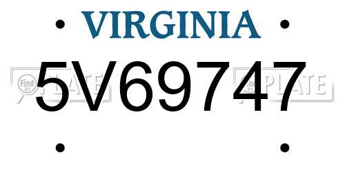 5V69747 Virginia License Plate