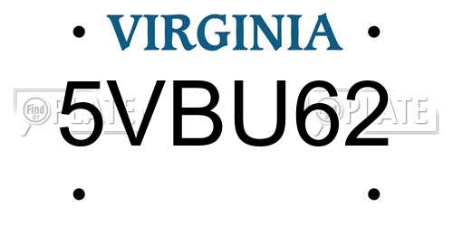 5VBU62 Virginia License Plate