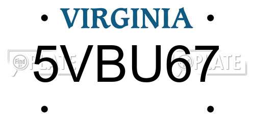 5VBU67 Virginia License Plate