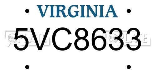 5VC8633 Virginia License Plate