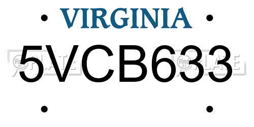 5VCB633 Virginia License Plate
