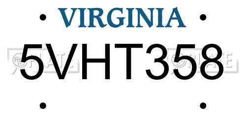 5VHT358 Virginia License Plate
