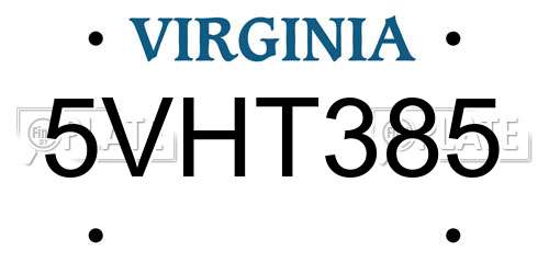 5VHT385 Virginia License Plate