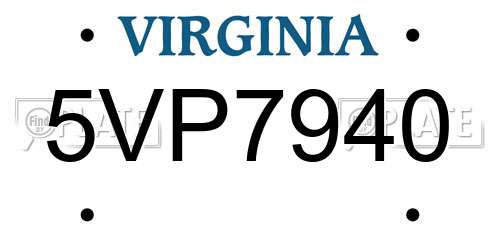 5VP7940 Virginia License Plate