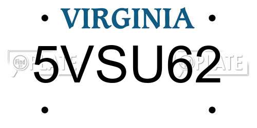 5VSU62 Virginia License Plate