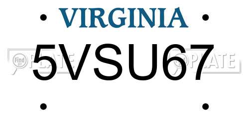 5VSU67 Virginia License Plate