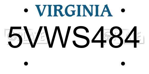5VWS484 Virginia License Plate