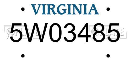 5W03485 Virginia License Plate