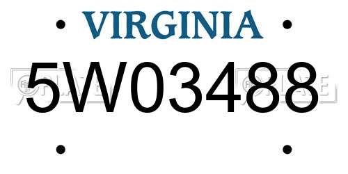 5W03488 Virginia License Plate