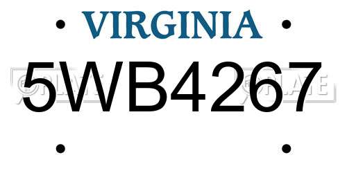 5WB4267 Virginia License Plate