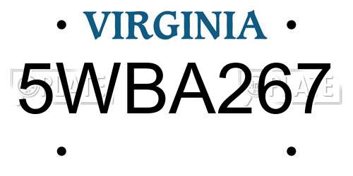 5WBA267 Virginia License Plate