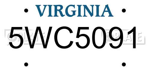 5WC5091 Virginia License Plate