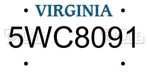 5WC8091 Virginia License Plate
