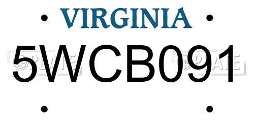 5WCB091 Virginia License Plate