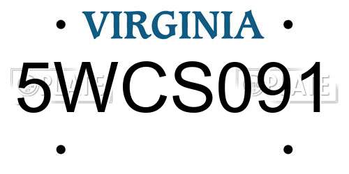 5WCS091 Virginia License Plate