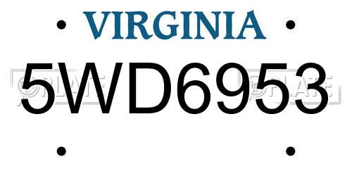 5WD6953 Virginia License Plate
