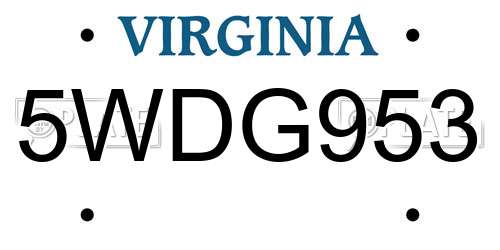 5WDG953 Virginia License Plate
