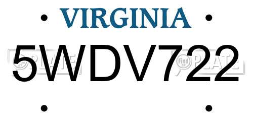 5WDV722 Virginia License Plate