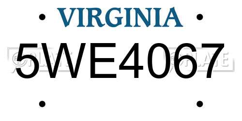5WE4067 Virginia License Plate