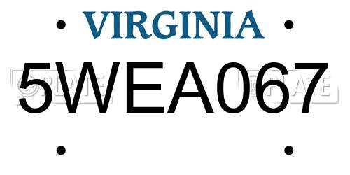 5WEA067 Virginia License Plate