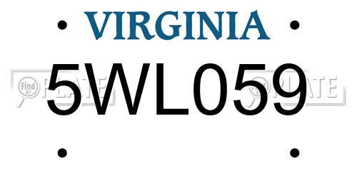 5WL059 Virginia License Plate