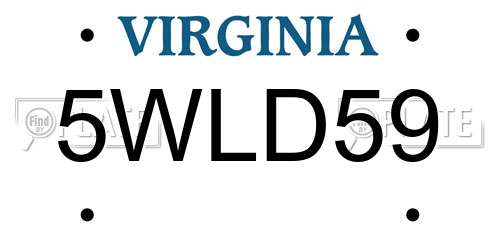5WLD59 Virginia License Plate