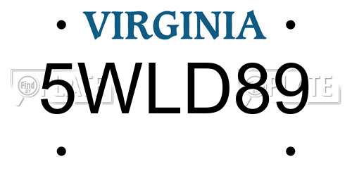 5WLD89 Virginia License Plate