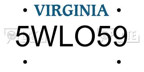 5WLO59 Virginia License Plate