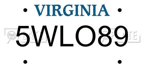 5WLO89 Virginia License Plate