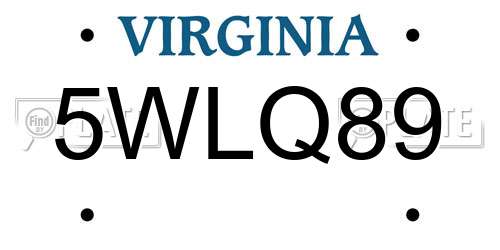 5WLQ89 Virginia License Plate