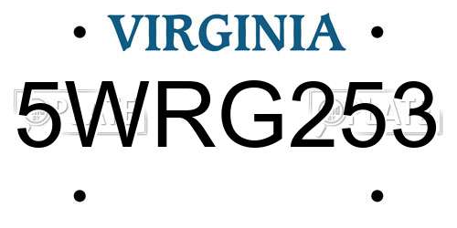 5WRG253 Virginia License Plate