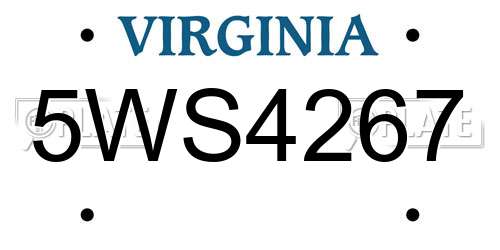 5WS4267 Virginia License Plate
