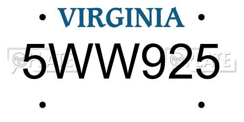 5WW925 Virginia License Plate