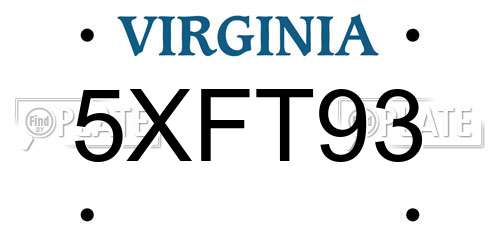 5XFT93 Virginia License Plate
