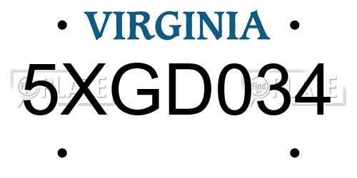 5XGD034 Virginia License Plate
