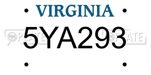 5YA293 Virginia License Plate