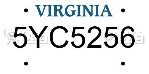 5YC5256 Virginia License Plate