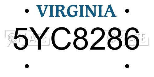 5YC8286 Virginia License Plate