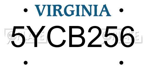 5YCB256 Virginia License Plate