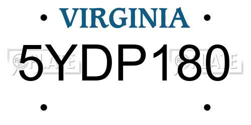 5YDP180 Virginia License Plate