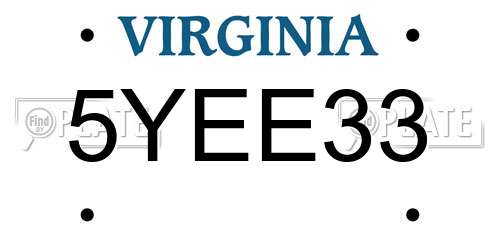 5YEE33 Virginia License Plate