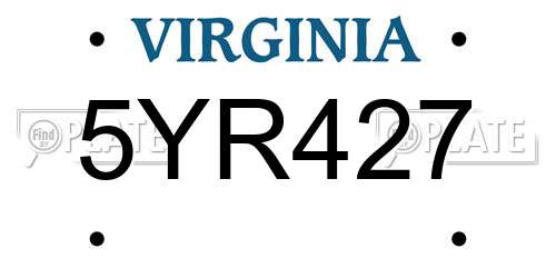 5YR427 Virginia License Plate