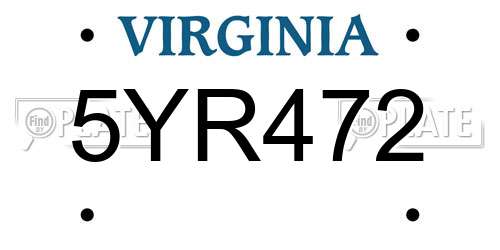 5YR472 Virginia License Plate