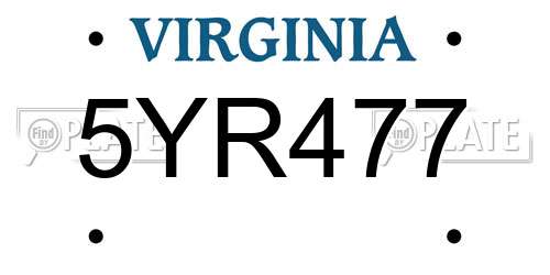 5YR477 Virginia License Plate